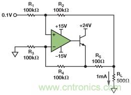 圖3.IOUT= 1 mA的示例電路。